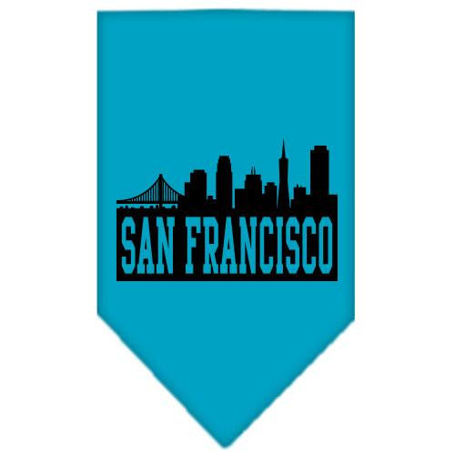 San Francisco Skyline Screen Print Bandana Turquoise Large