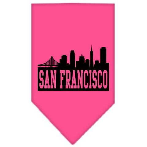 San Francisco Skyline Screen Print Bandana Bright Pink Small