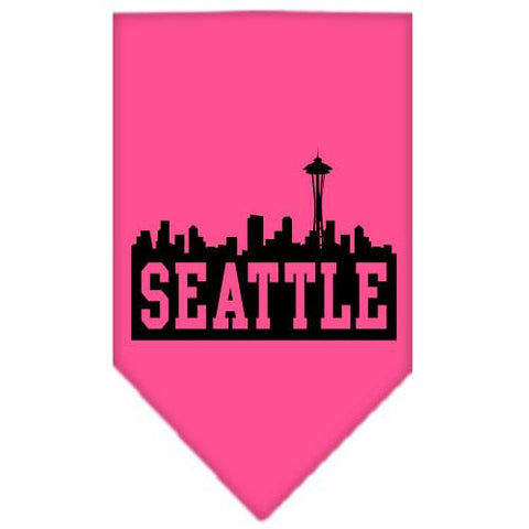 Seattle Skyline Screen Print Bandana Bright Pink Small