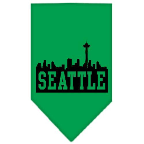 Seattle Skyline Screen Print Bandana Emerald Green Small