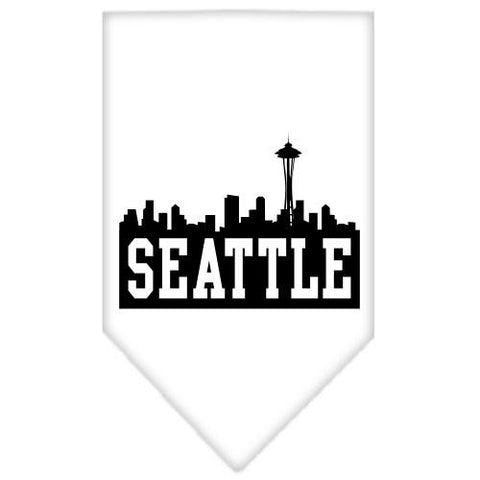 Seattle Skyline Screen Print Bandana White Small