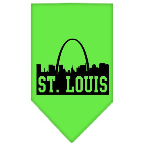 St Louis Skyline Screen Print Bandana Lime Green Small