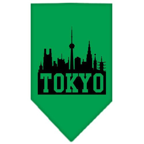 Tokyo Skyline Screen Print Bandana Emerald Green Large