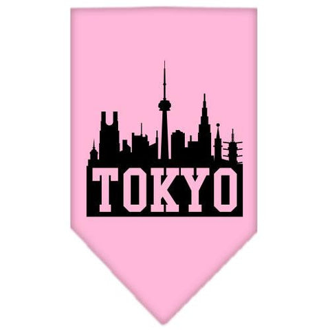 Tokyo Skyline Screen Print Bandana Light Pink Large