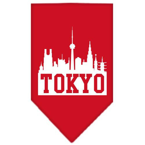 Tokyo Skyline Screen Print Bandana Red Large