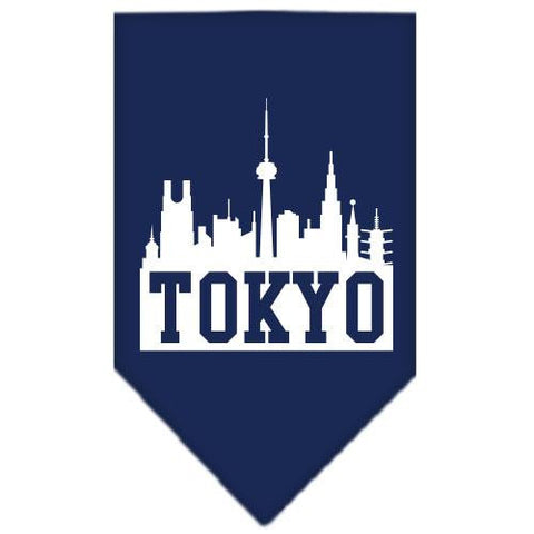 Tokyo Skyline Screen Print Bandana Navy Blue Small