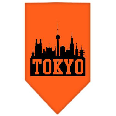 Tokyo Skyline Screen Print Bandana Orange Small