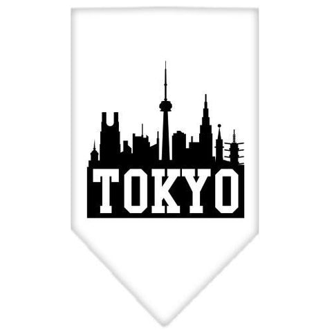 Tokyo Skyline Screen Print Bandana White Small