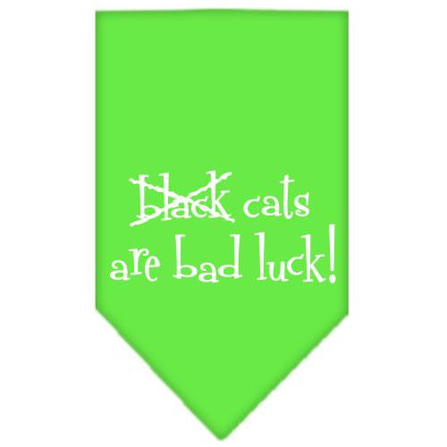 Black Cats are Bad Luck Screen Print Bandana Lime Green Large