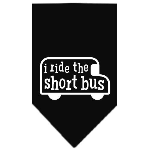 I ride the short bus Screen Print Bandana Black Small