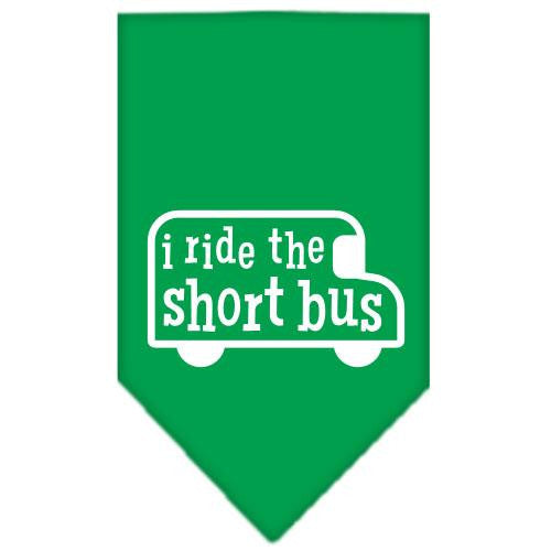 I ride the short bus Screen Print Bandana Emerald Green Small