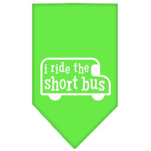 I ride the short bus Screen Print Bandana Lime Green Small