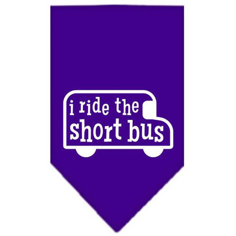 I ride the short bus Screen Print Bandana Purple Small