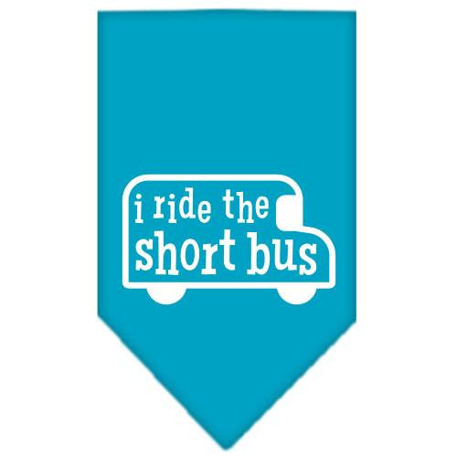 I ride the short bus Screen Print Bandana Turquoise Small