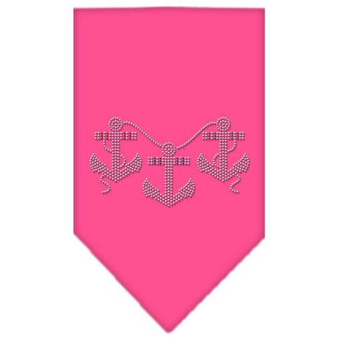 Anchors Rhinestone Bandana Bright Pink Large