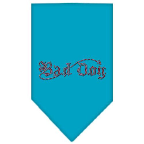 Bad Dog Rhinestone Bandana Turquoise Large