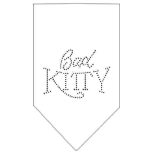 Bad Kitty Rhinestone Bandana White Small