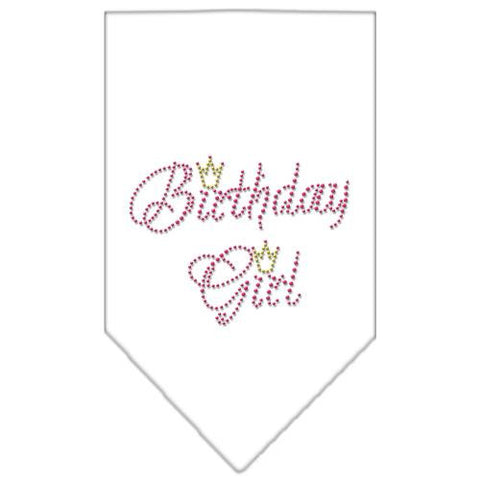 Birthday Girl Rhinestone Bandana White Large