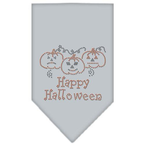 Happy Halloween Rhinestone Bandana Grey Large