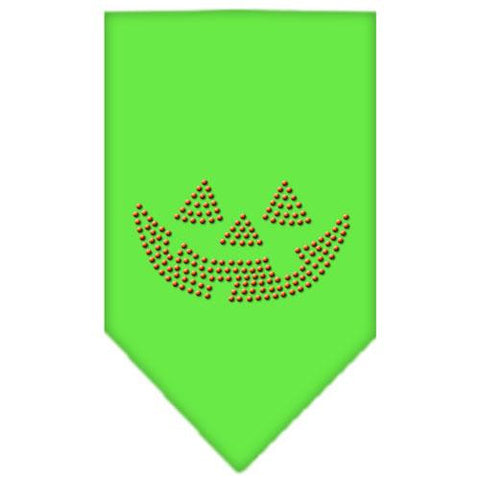 Jack O Lantern Rhinestone Bandana Lime Green Large