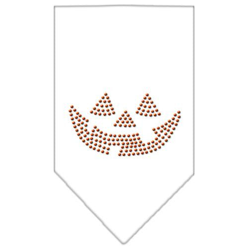 Jack O Lantern Rhinestone Bandana White Large