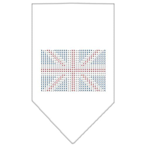 British Flag Rhinestone Bandana White Large