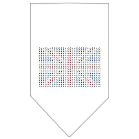 British Flag Rhinestone Bandana White Small