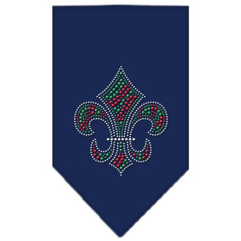 Christmas Fleur De Lis Rhinestone Bandana Navy Blue large