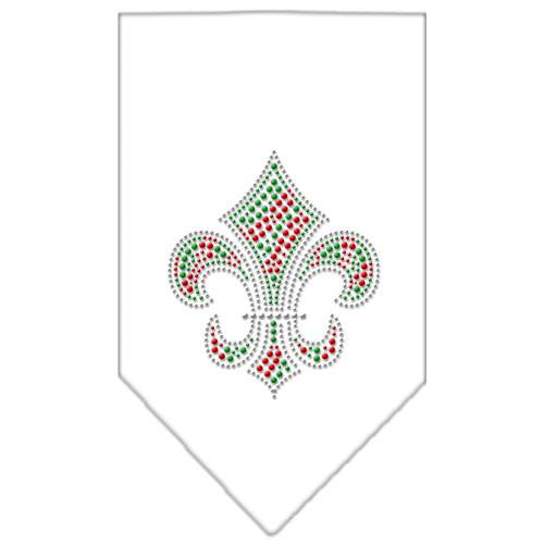 Christmas Fleur De Lis Rhinestone Bandana White Large