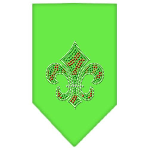 Christmas Fleur De Lis Rhinestone Bandana Lime Green Small