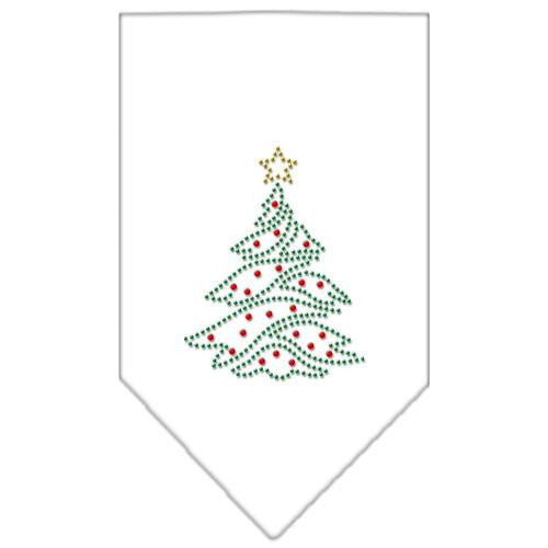 Christmas Tree Rhinestone Bandana White Small