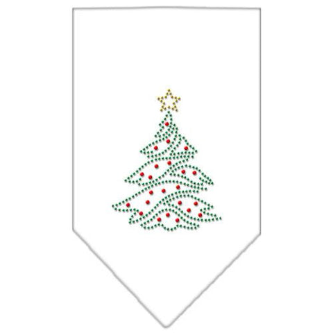 Christmas Tree Rhinestone Bandana White Small