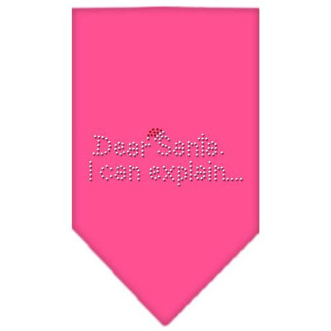 Dear Santa Rhinestone Bandana Bright Pink Large