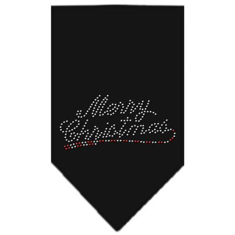 Merry Christmas Rhinestone Bandana Black Large