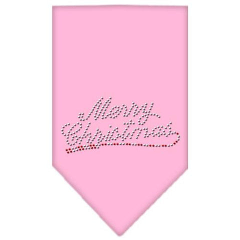 Merry Christmas Rhinestone Bandana Light Pink Large