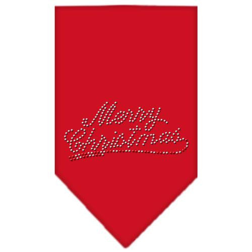 Merry Christmas Rhinestone Bandana Red Large