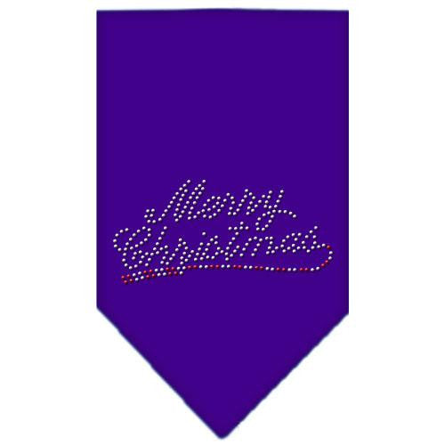 Merry Christmas Rhinestone Bandana Purple Small