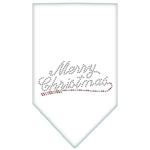 Merry Christmas Rhinestone Bandana White Small