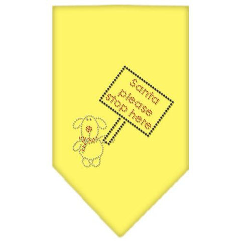 Santa Please Stop here Rhinestone Bandana Yellow Large