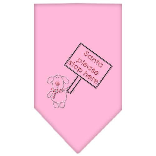 Santa Please Stop here Rhinestone Bandana Light Pink Small