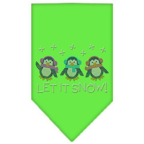 Let It Snow Penguins Rhinestone Bandana Lime Green Large