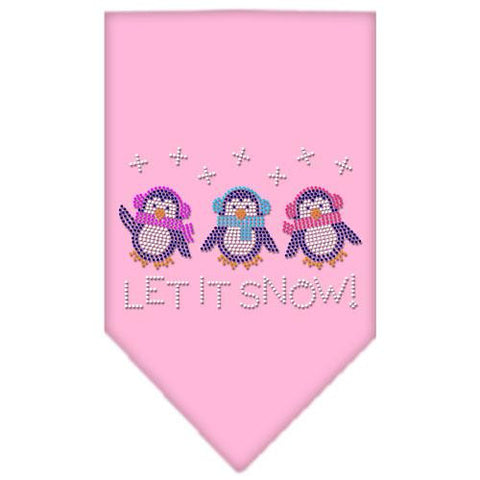 Let It Snow Penguins Rhinestone Bandana Light Pink Large