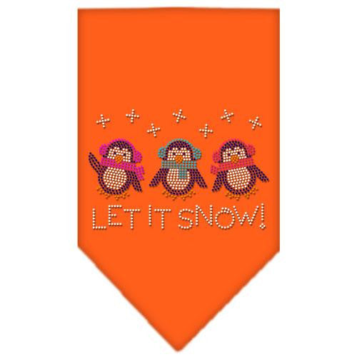 Let It Snow Penguins Rhinestone Bandana Orange Large