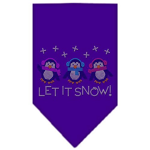 Let It Snow Penguins Rhinestone Bandana Purple Large