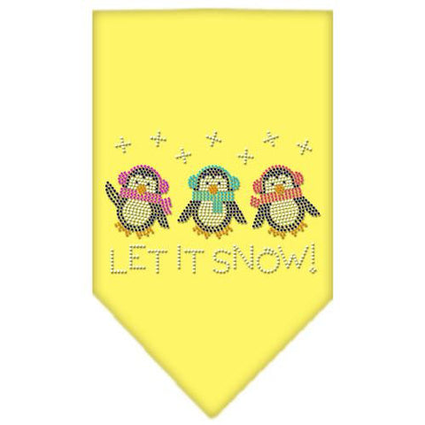 Let It Snow Penguins Rhinestone Bandana Yellow Large