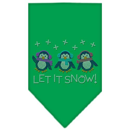 Let It Snow Penguins Rhinestone Bandana Emerald Green Small