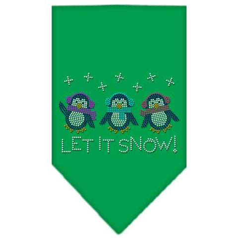 Let It Snow Penguins Rhinestone Bandana Emerald Green Small