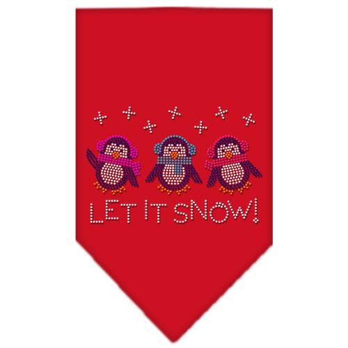 Let It Snow Penguins Rhinestone Bandana Red Small