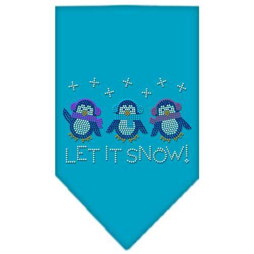 Let It Snow Penguins Rhinestone Bandana Turquoise Small