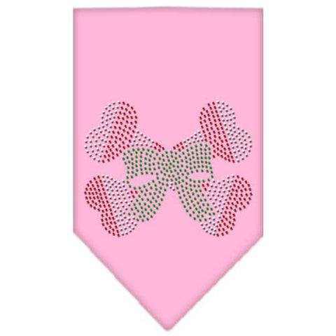 Candy Cane Crossbones Rhinestone Bandana Light Pink Large